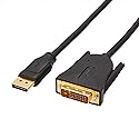 Amazon Basics 10-Pack DisplayPort to DVI Display, 1920x1080p, 1080@60Hz, Vinyl Cable, Gold-Plated Plugs, 6 feet, Black