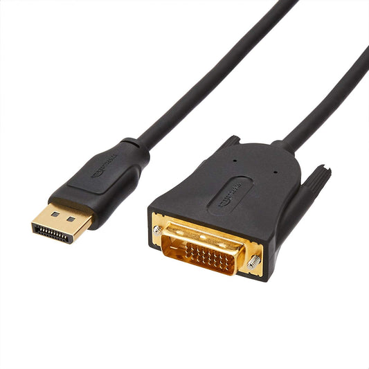 Amazon Basics 10-Pack DisplayPort to DVI Display, 1920x1080p, 1080@60Hz, Vinyl Cable, Gold-Plated Plugs, 6 feet, Black