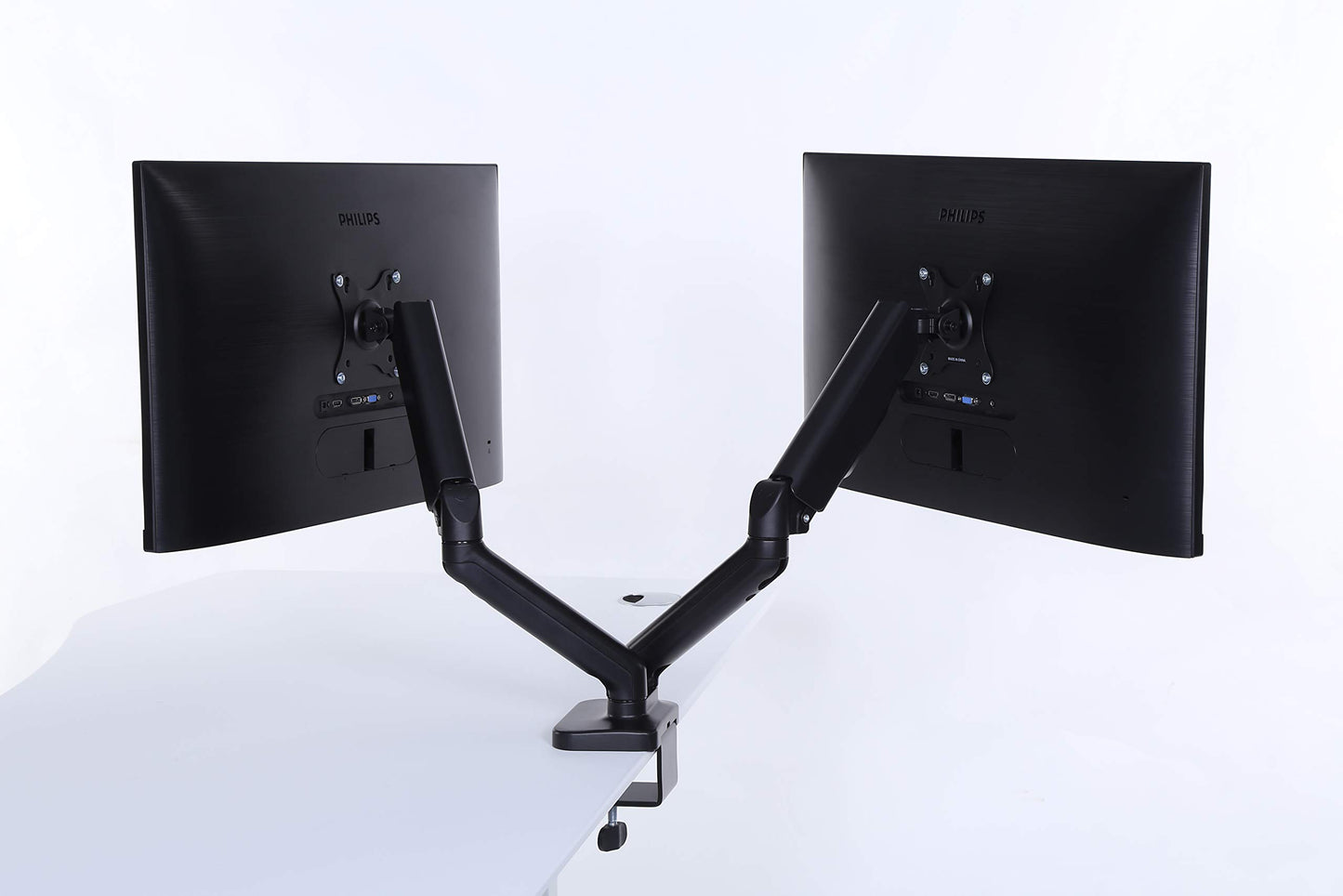 ApexDesk Dual Monitor Arm Desk Mount - Adjustable Height Gas Spring - VESA Mount with C Clamp & Mounting Base - Computer Monitor Stand for Screen up