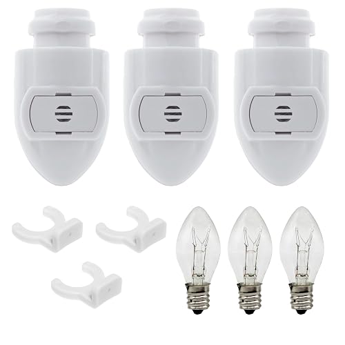 Creative Hobbies White Auto On Sensor Plug in Night Light Module Includes 3 Bulbs and 3 Plastic Clips, Great for Making Your Own Decorative Night