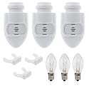 Creative Hobbies White Auto On Sensor Plug in Night Light Module Includes 3 Bulbs and 3 Plastic Clips, Great for Making Your Own Decorative Night