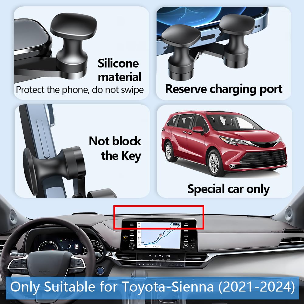 Car Phone Holder Center Console Organizer for Toyota Sienna 2021-2024?Not fit Sienna 2025?Accessories Navigation Screen Bracket Interior Decoration