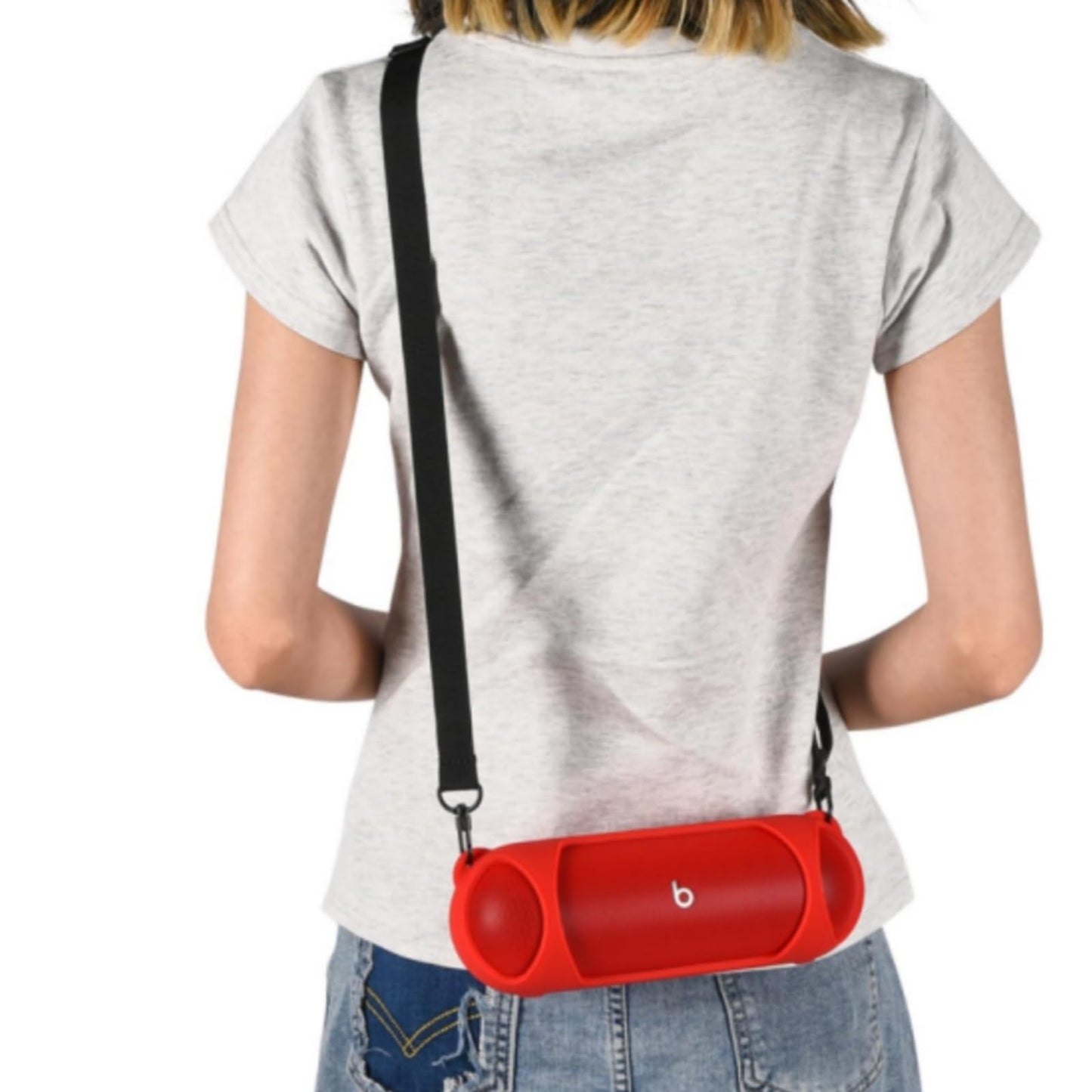 Ferbao Silicone Case for Beats Pill 2024,Protective Case with Shoulder Strap for Beats Pill 2024 Speaker (Red)