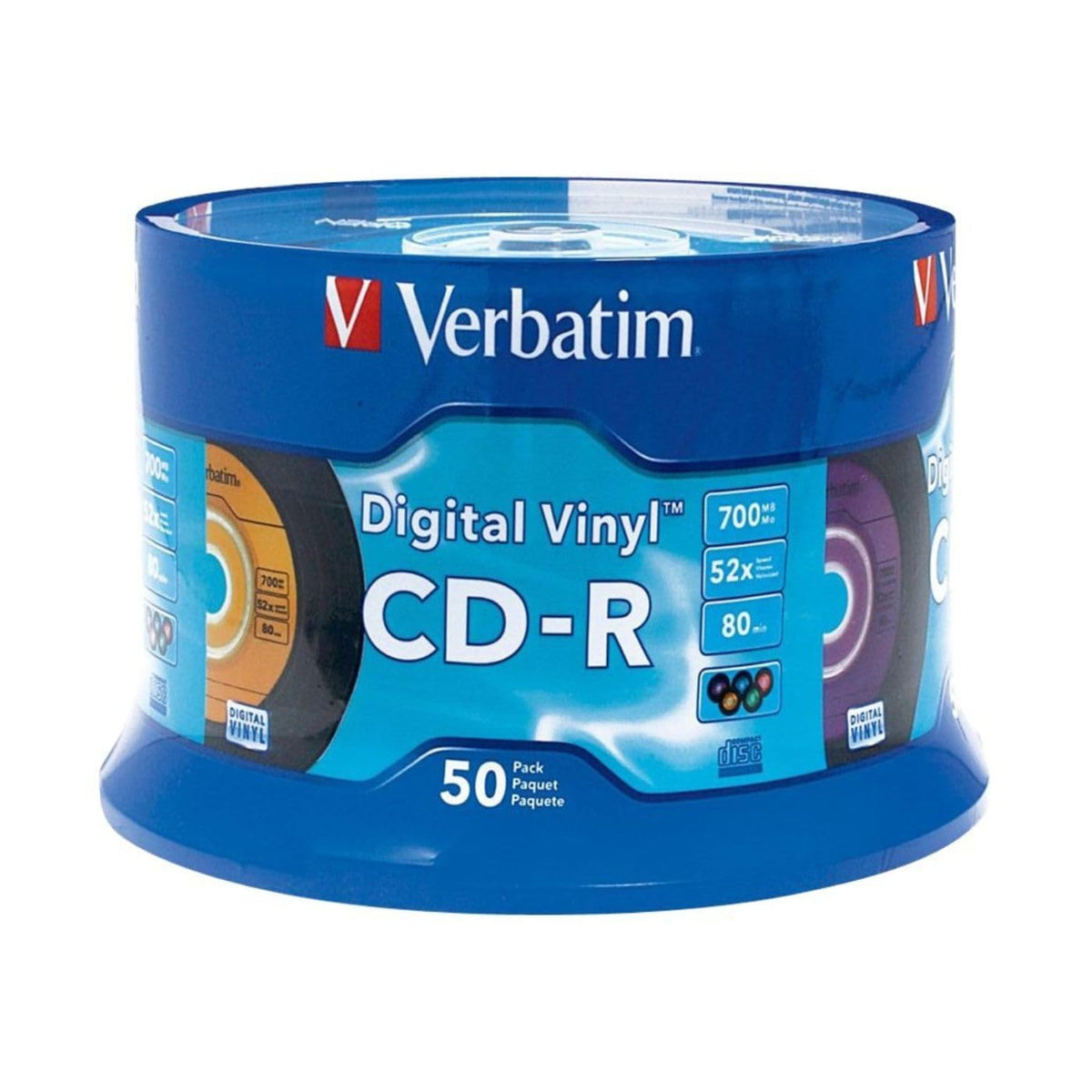 Verbatim Digital Vinyl CD-R 700MB 52X Recordable Discs, 50 Pack
