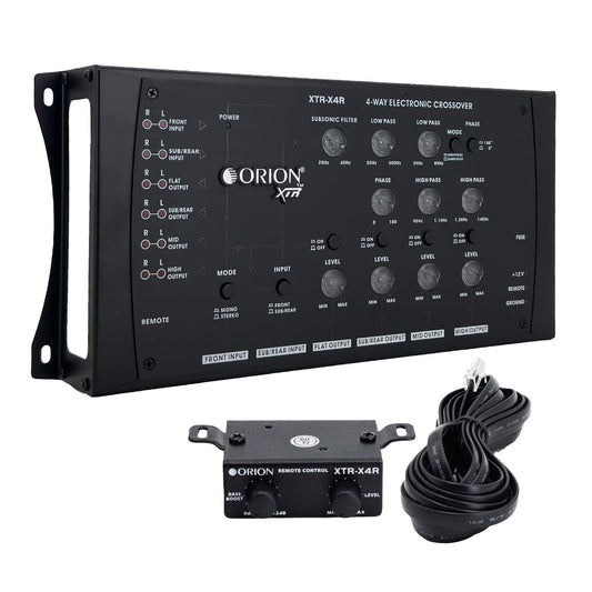 Orion XTR-X4R 4-Way Electronic Crossover Network - 2-Channel Input, 4-Channel Output, Illuminated Control Panel, Rotary Knobs, 12dB/Octave Slope