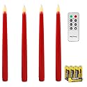 Rhytsing Red 10.8" Flameless Taper Candles with Timer, Battery Operated Candles with Remote, Smooth Wax Finish, Warm White LED, 8 Batteries Included