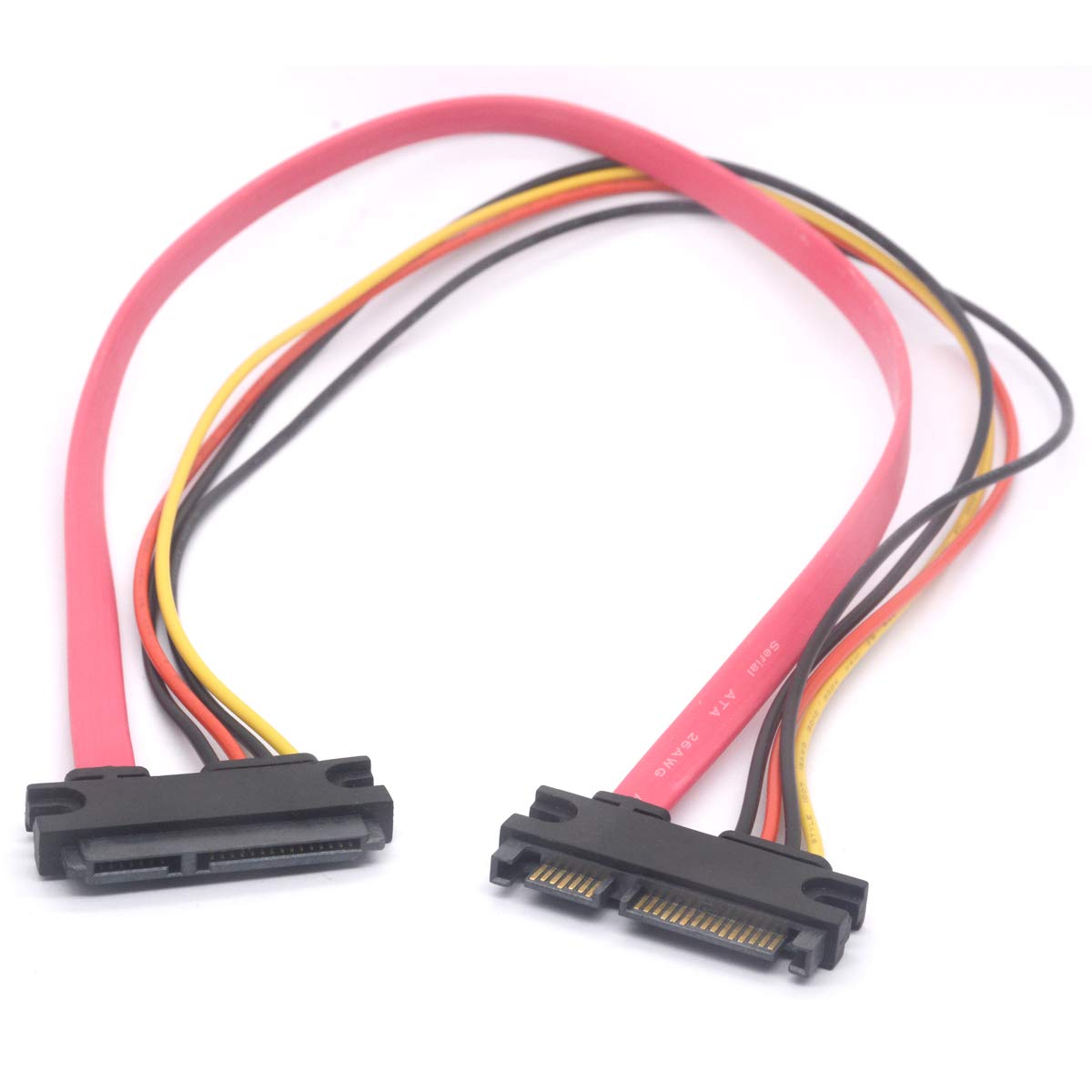 PIIHUSW 22 pin SATA Extension Cable 7+15 Sata Male to Female Data and Power Extender (30cm)