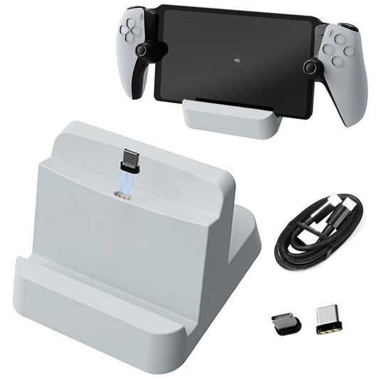 Buziba PS5 Controller Charging Dock Fast Charging Stand with Type C Port for PlayStation Portal Game Console (White)