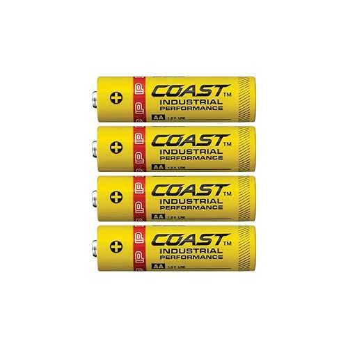 Coast 4 Pack AA Industrial Performance Alkaline Batteries, High-Performance