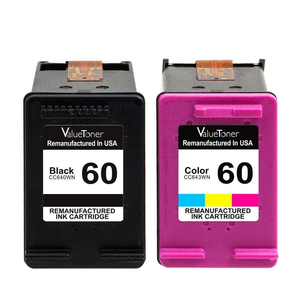 Valuetoner Remanufactured Ink Cartridges Replacement for HP 60 D8J23FN CC640WN CC643WN for Envy 100 110 120, Deskjet D1660 D2530, Photosmart C4680