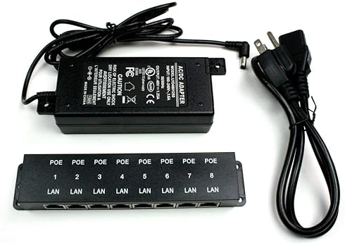 PoE Texas 8 Port Injector - 10/100 Passive Power Over Ethernet With 48V 60W UL Power Supply - 802.3af for VoIP Phones, WiFi Access Points, IP Cameras
