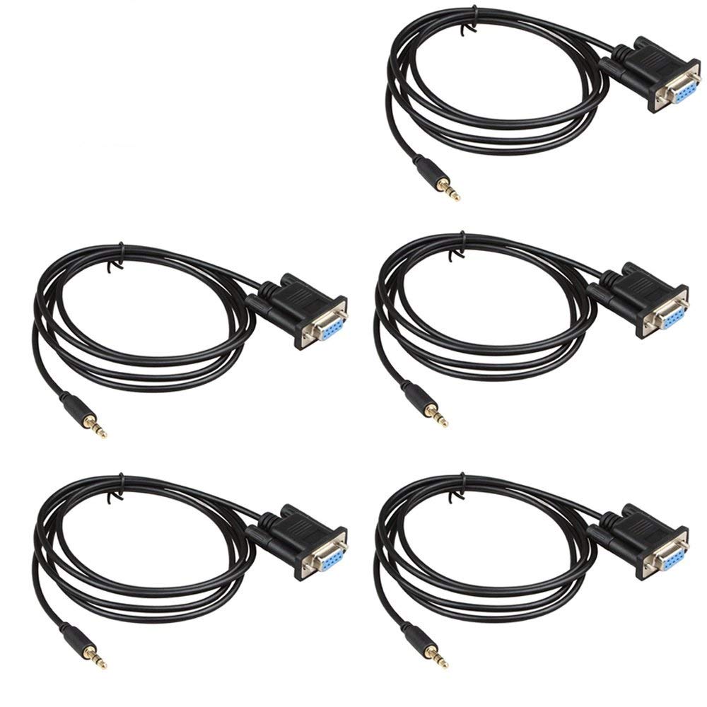 LIANSHU 5Pack DB9Pin Female to DC3.5mm Serial Cable-6 Feet Black (5Pack)