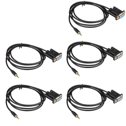 LIANSHU 5Pack DB9Pin Female to DC3.5mm Serial Cable-6 Feet Black (5Pack)