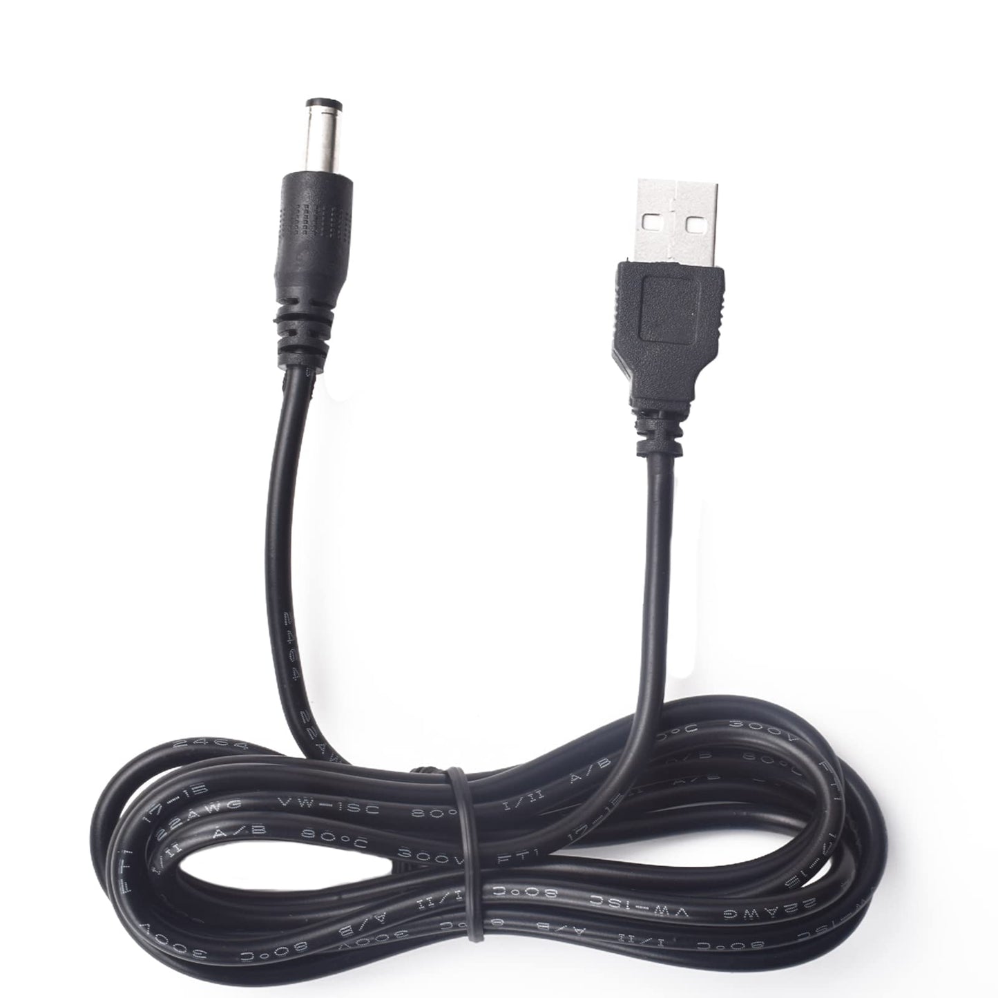 USB DC 5V to DC 5V Cable - USB to 5V Voltage Power Supply Cable with DC Jack 5.5 x 2.1mm for Fan, Table Lamp, Bluetooth Audio, Wireless Router