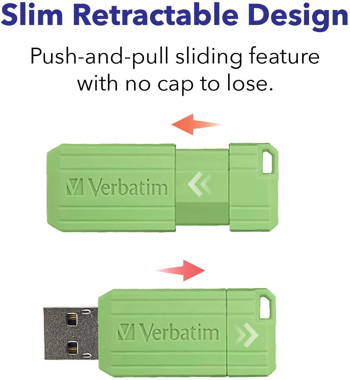 Verbatim 32GB Pinstripe Retractable USB 2.0 Flash Thumb Drive - 5 Pack - Multicolor (Green, Blue, Red, Purple, Cyan)…