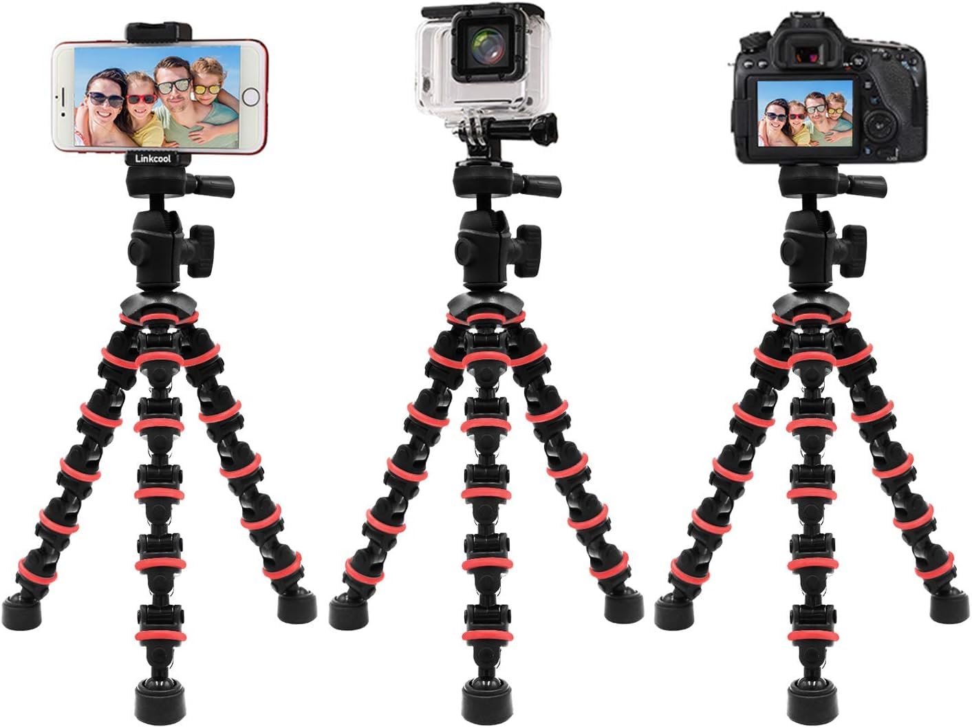 Linkcool Octopus Tripod with Wireless Remote Holder Mount for iPhone, iPad, DSLR, GoPro & Action Cameras, Portable Travel Tabletop Stand
