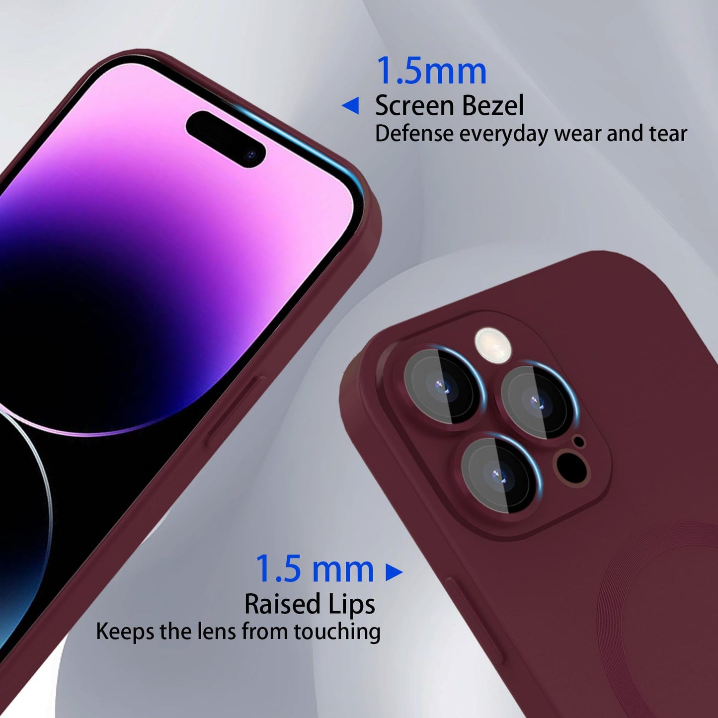 Ankofave Magnetic case for iPhone 14 Pro Max Phone Case for Women, Matte Luxury Soft Metallic Luster Design with Camera Lens Protector, Compatible