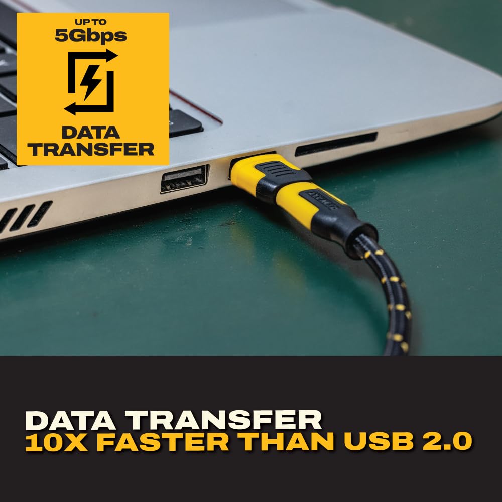 DEWALT Heavy Duty USB-C Female to USB-A Male Adapter 4 Pack w/Case - Fast Charging 3.0 Converter 5Gbps Data Transfer, Compact Durable USB to USB-C…