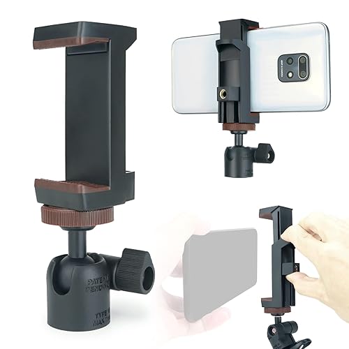 LINCO Lincostore 3 Pack Mini Ball Head with 1/4" Screw Mount & Phone Clamp Holder 360 Degree Rotatable Tripod Ball Head for DSLR Cameras HTC Vive