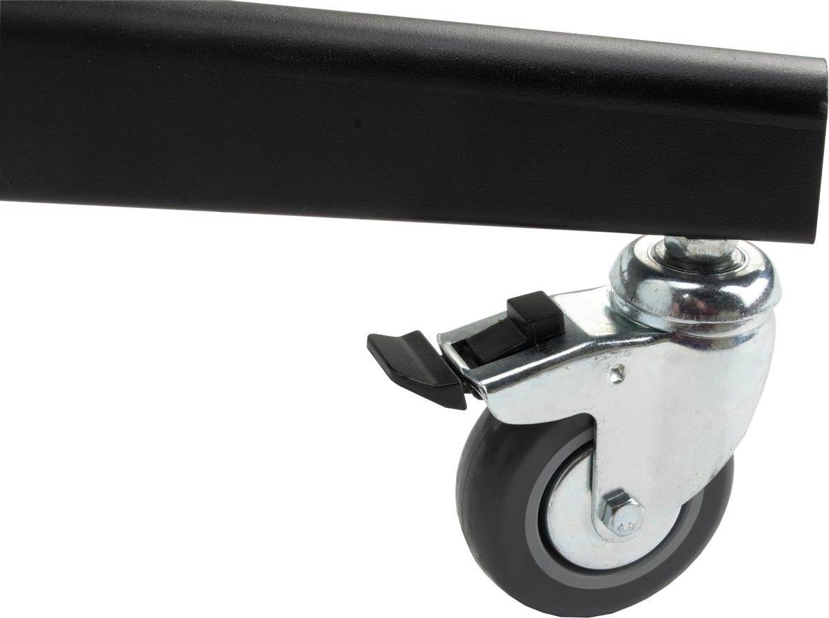 TV Stand with Wheels for 32" to 80" Flat Screen Monitors, Height Adjustable with 2 Shelves & Locking Wheels, Steel (Black)