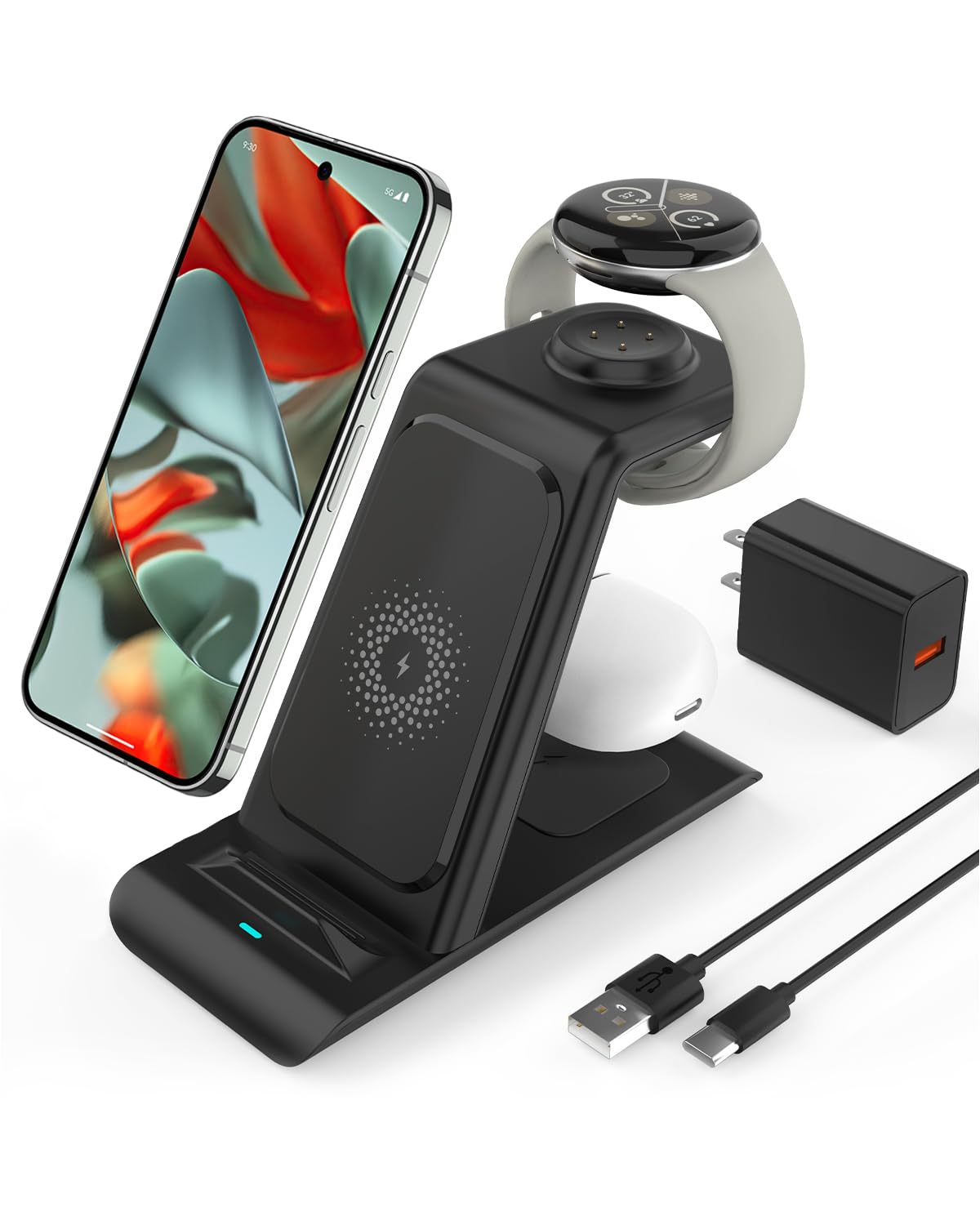 Upgraded 3 in 1 Wireless Charger for Google Pixel Watch 3/2, for Pixel 10/10 Pro/10 Pro XL/9 Pro/9/Fold/8,Buds Pro 2/Pro,Wireless Charging Station