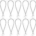 Dwuww 10 Pcs Tone Black Lanyard Cell Phone Charm Split Ring Strap, Clasp Lariat Cord Strap for Mobile Cell Phone/Mp3/Mp4/Usb Flash Drive//Keyrin