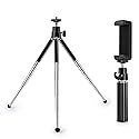 Mini Tripod for Webcam and Phone, 4-9 inch Metal Extendable Webcam Stand with Phone Holder, Tabletop Tripod