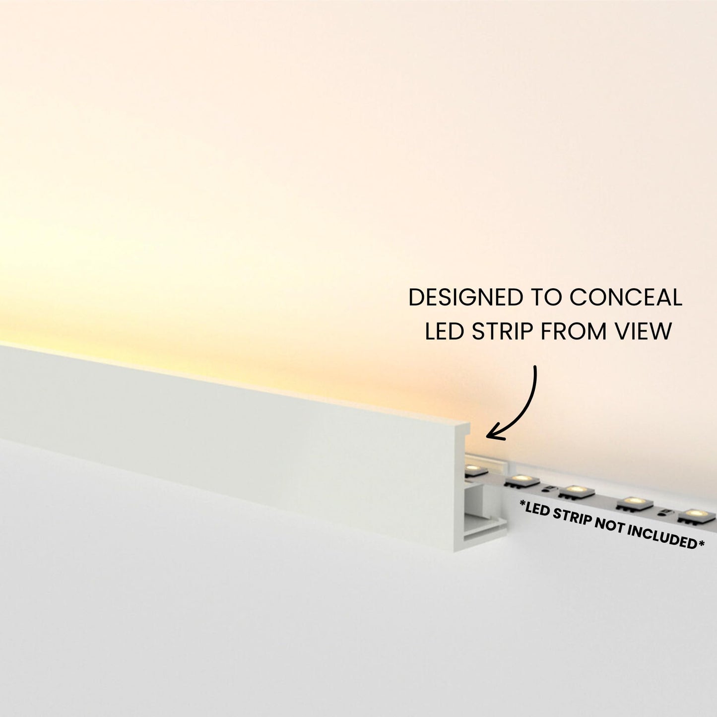Luma Cove The 8.2FT/2.5M Modular Channel Assembly Kit for The Concealment of LED Strip Lighting Surface Mounted Cove Light Baseboard Uplight Wall