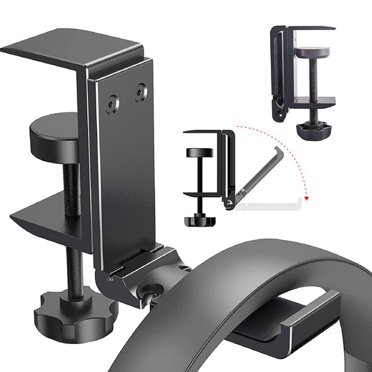 NCHONHONG Headphone Holder Under Desk Hook with Cable Organizer, Foldable Aluminum Headset Mount, Space-Saving Hanger for Most Headphones