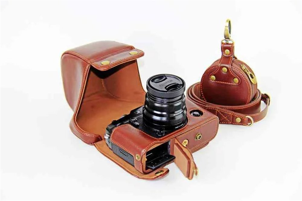 X-Pro2 X-Pro 3 Case, BolinuUS Genuine Real Leather Camera Case Bag Cover for Fuji X-Pro2 Fujifilm X Pro2 X-Pro3 XPro3 with XF35mm Lens Bottom Opening