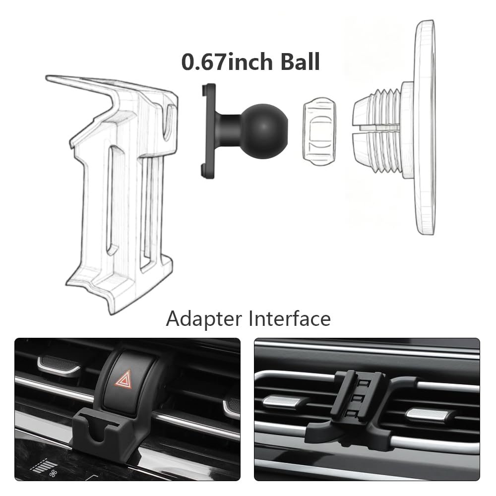 BEERTE Car Phone Mount Accessories Car Phone Holder Turn The Ball Head 2pcs