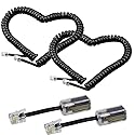 Telephone Cord Detangler,LOVK 2 Pack 13Ft Uncoiled / 2Ft Coiled Telephone Handset Cord with 2 Pack 360 Degree Rotating Landline Cable Detangler Swivel