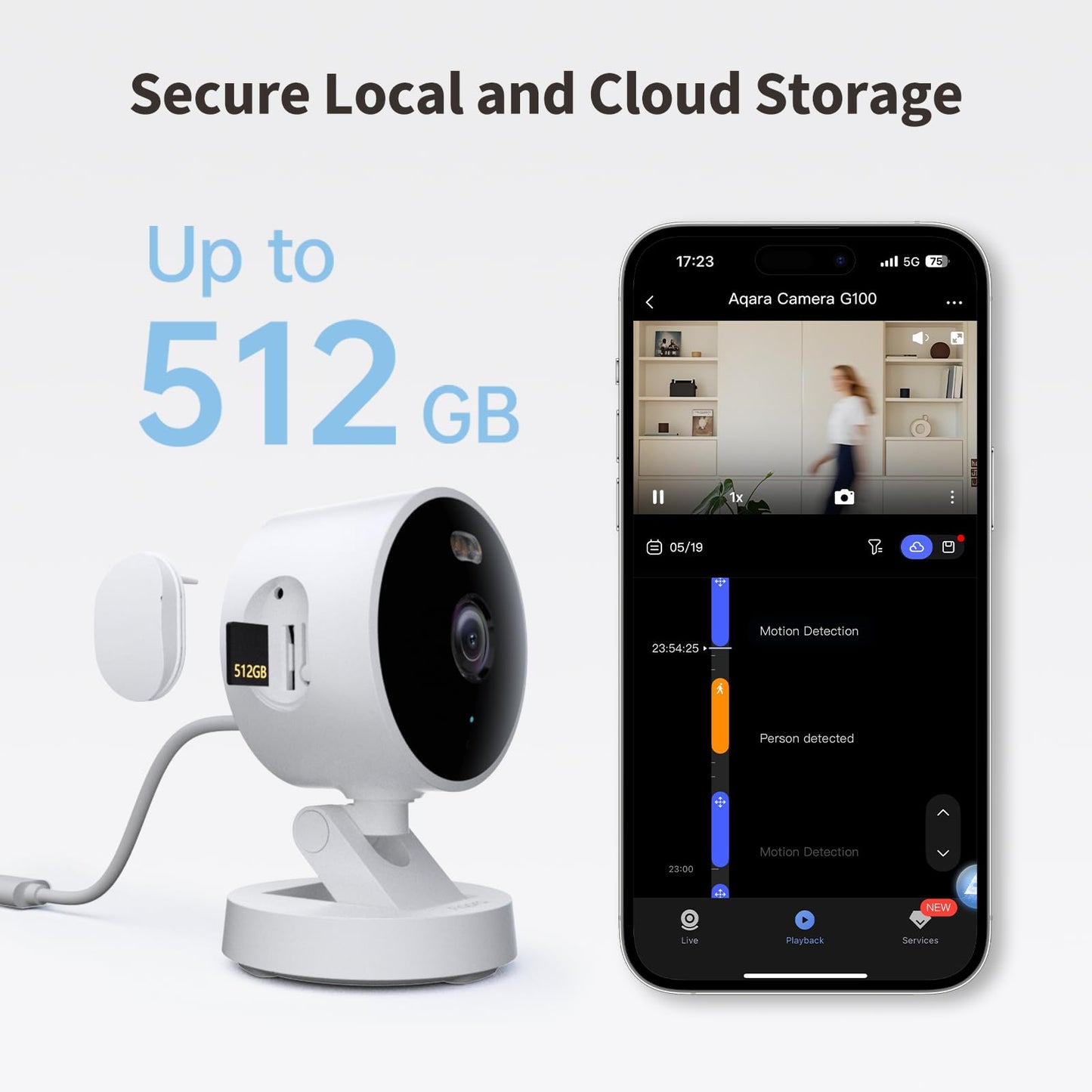 Aqara G100, 2K Indoor/Outdoor Security Camera, HomeKit Secure Video, 2-Way Audio, Spotlight Color/IR Night Vision, AI Detection, 140° FOV, Wi-Fi 6