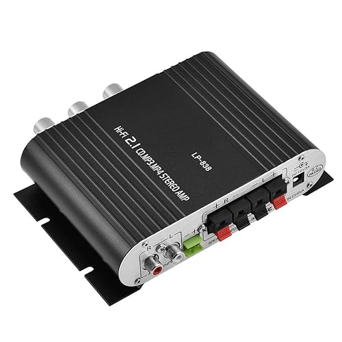 Stereo Audio Amplifier, Mini HiFi 2.1 Stereo Bass Car Home Audio Power Amplifier, Professional Digital Amp for Use on Your Carrier or at Home (Black)