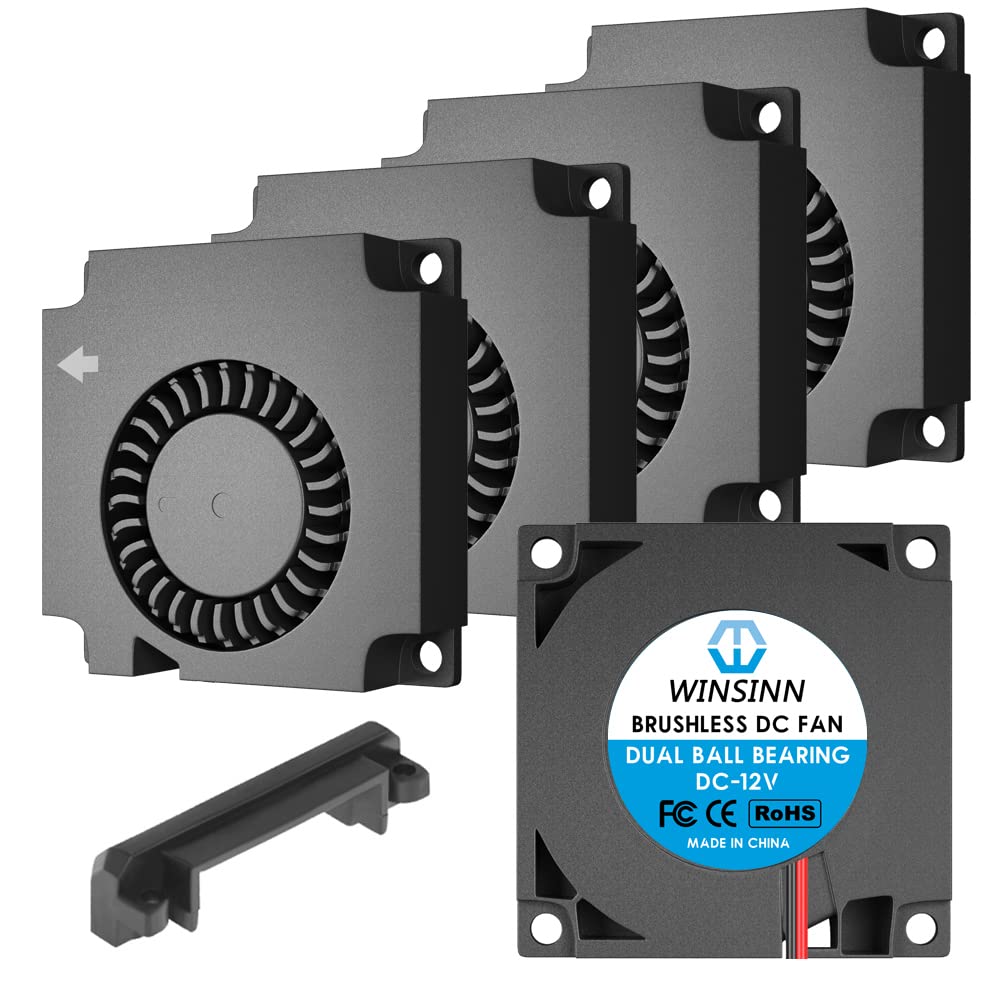 WINSINN 40mm Blower Fan 12V, 3D Printer Micro 12 Volt Fans Blower 4010 Dual Ball Bearing, with Air Guide Parts, 40mmx10mm 2PIN (Pack of 5Pcs)