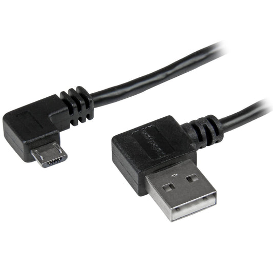 StarTech.com 1m 3 ft Micro-USB Cable with Right-Angled Connectors - M/M - USB A to Micro B Cable - 3ft Right Angle Micro USB Cable (USB2AUB2RA1M)