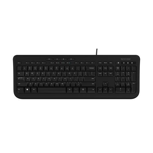 Incase Wired Keyboard 600 - Designed by Microsoft - Spill Resistant, Quiet Touch Keys, Plug and Play, 4 Hotkeys, Windows Start Key - Black