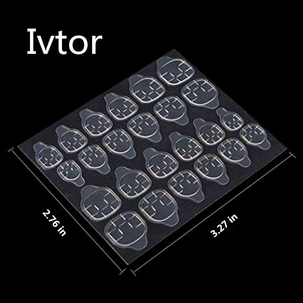 Ivtor 10 Sheets Waterproof Breathable Jelly Double Sided Nail Adhesives,Press on Nails Sticky Tabs Nail Glue Sticker