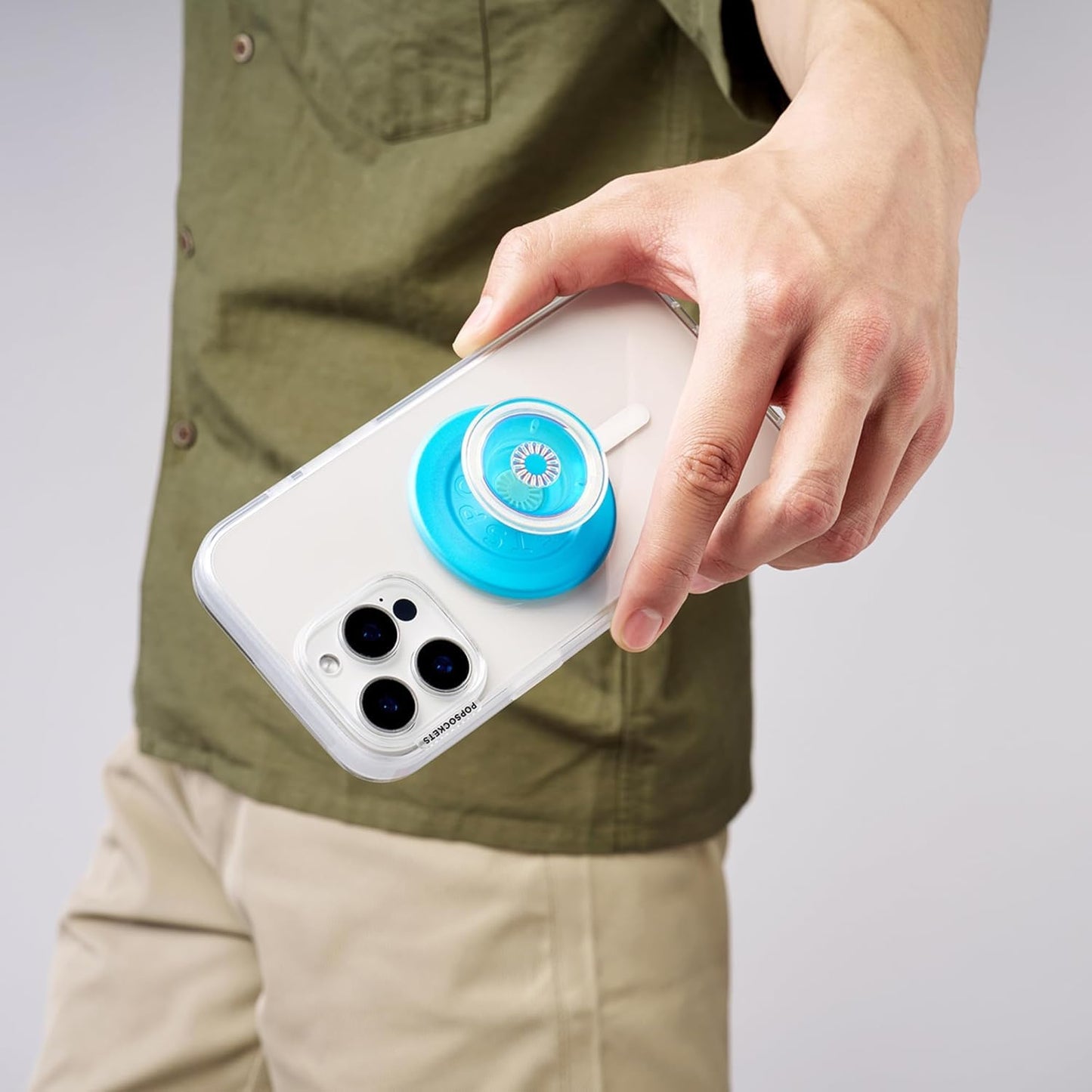 PopSockets Phone Grip for MagSafe, Magnetic Holder, Phone Stand, Blue - Opalescent Blue