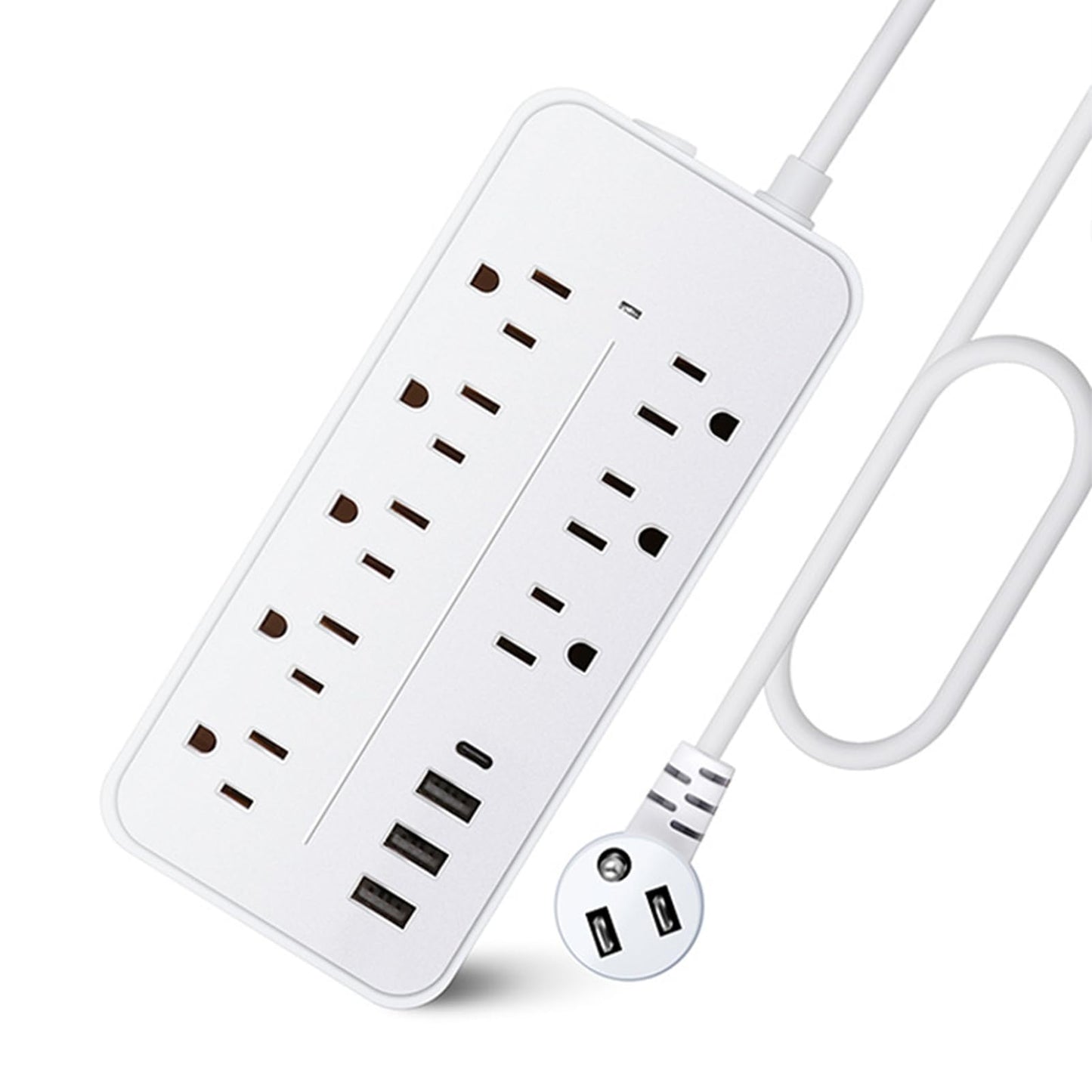 Surge Protector Power Strip, 4FT Extension Cord (2000W/10A) Flat Plug Power Strip with 8 Outlets 4 USB (1 USB C) Charging Ports, 1700 Joules Wall