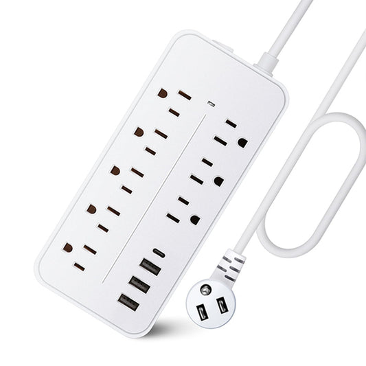 Surge Protector Power Strip, 4FT Extension Cord (2000W/10A) Flat Plug Power Strip with 8 Outlets 4 USB (1 USB C) Charging Ports, 1700 Joules Wall