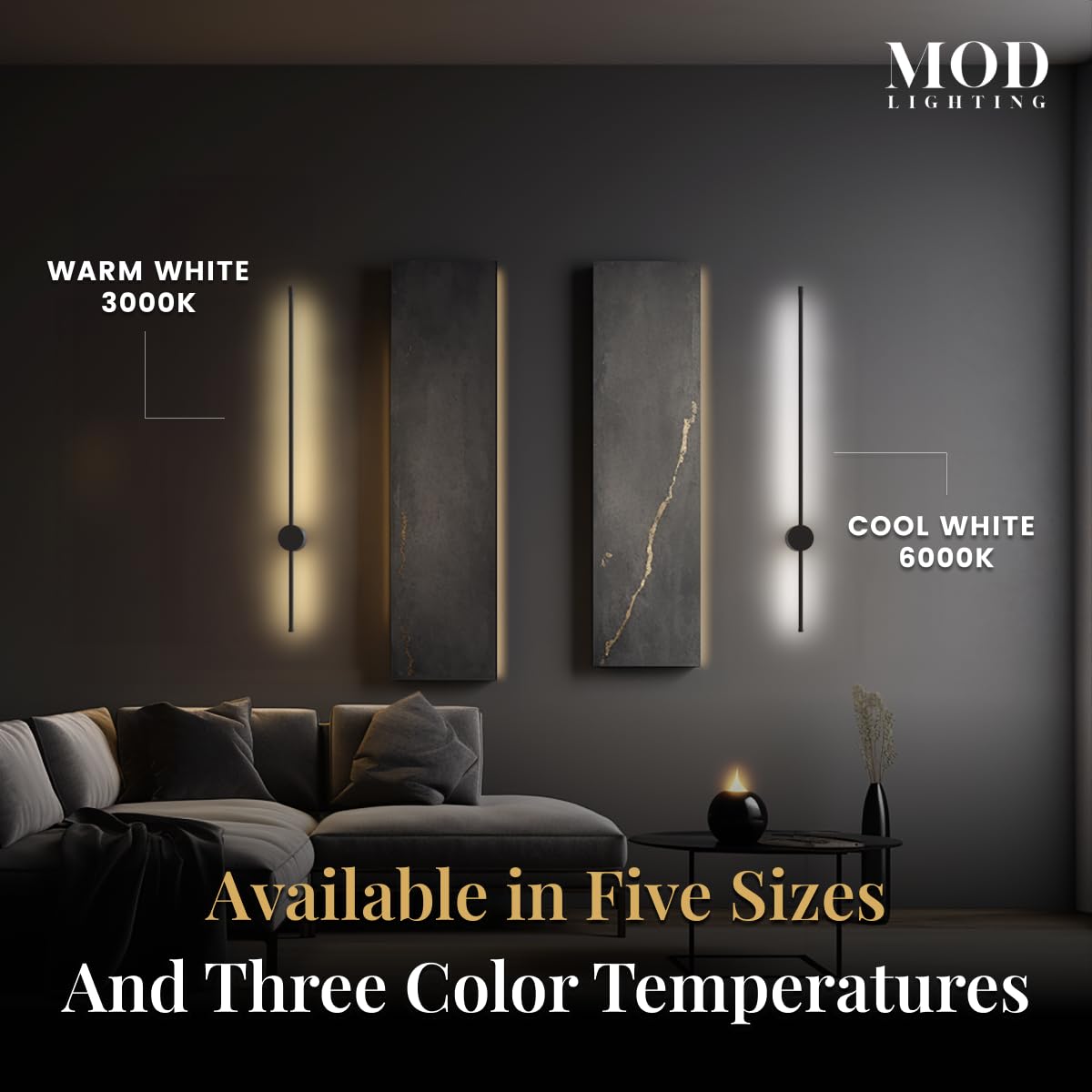 MOD LIGHTING Cadel | Modern Linear Wall Light, LED Wall Sconce Light Bar, Dimmable with Remote 3000K-6000K, 360° Angle Adjust, Indoor Wall Mount