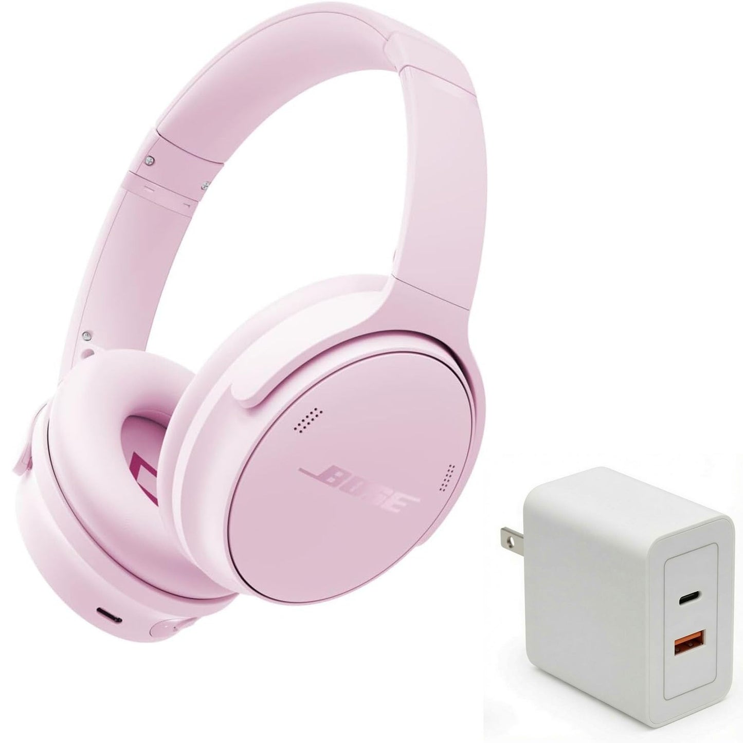 Bose QuietComfort Headphones Bundle with Fast Charger - Wireless Bluetooth Over-Ear Noise Cancelling Headphones with Mic, USB-C Charging, Deep Bass