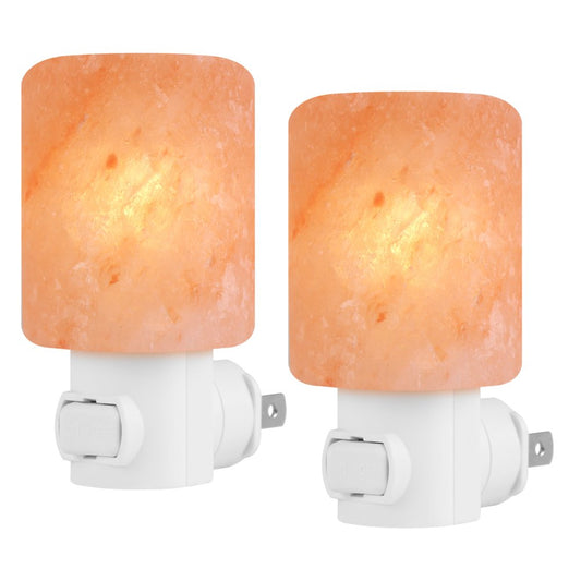 Syntus 2 Pack Himalayan Salt Lamp Natural Crystal Salt Light Glow Hand Carved Night Lights Wall Light, UL Listed Plug for Lighting, Decoration and Air