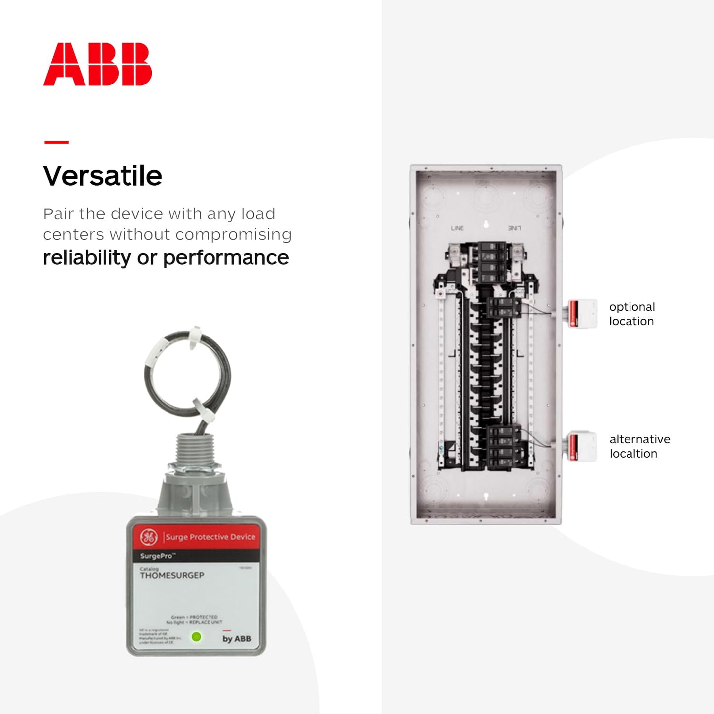 THOMESURGEP by ABB • SurgePro™ Surge Protective Device • Externally Mounted Wired Residential SPD for Retail and Home • Type 1 SPD • Safe, Reliable