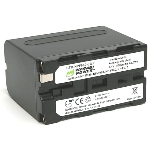 Wasabi Power Battery for Sony NP-F975, NP-F970, NP-F960, NP-F950 (8500mAh) and Sony DCR-VX2100, DSR-PD150, DSR-PD170, FDR-AX1, HDR-AX2000, HDR-FX1