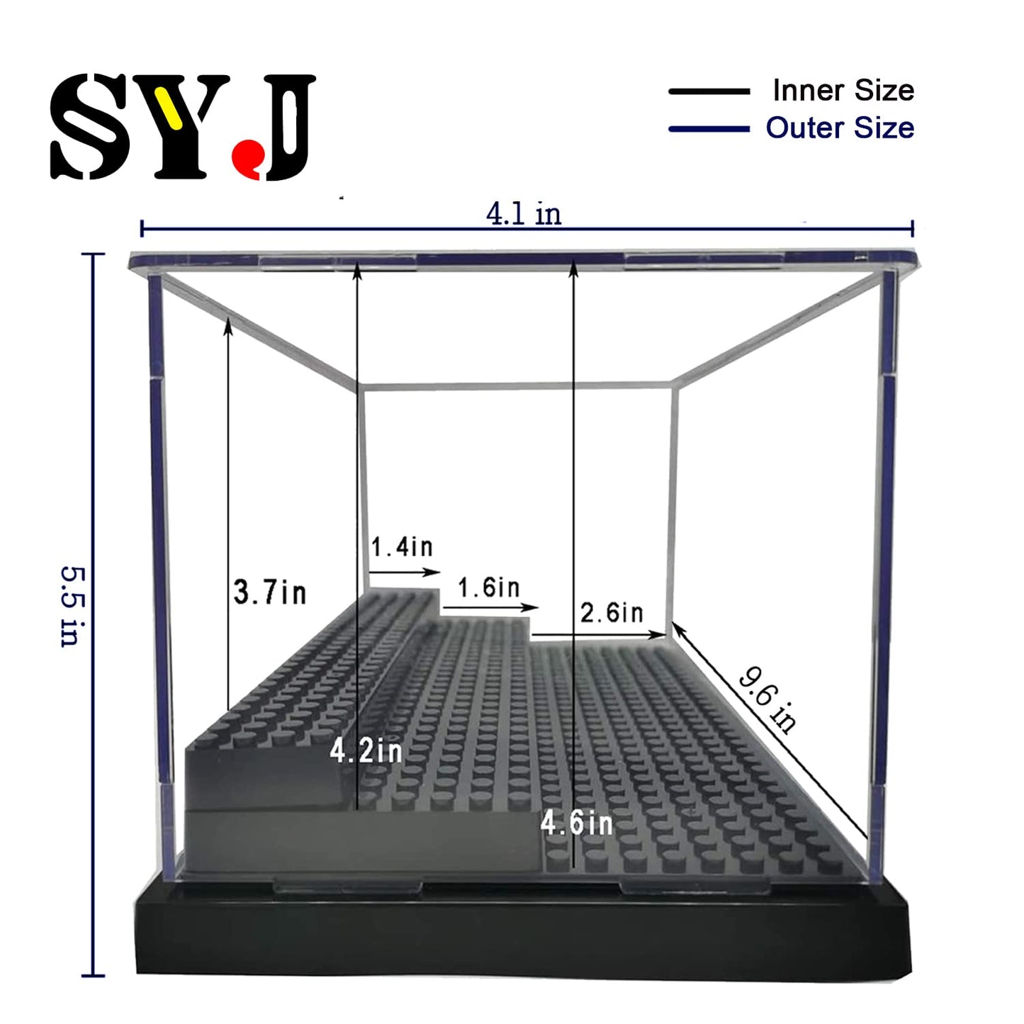 Acrylic Display Case for Figures – Dustproof Clear Box with Building Base, Brick Storage & Action Figure Showcase (Black)
