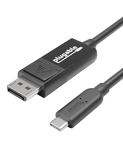 Plugable USB C to DisplayPort Bi Directional Cable 6 feet (1.8m), Up to 4K at 60Hz, USB C DisplayPort Cable - Compatible with Thunderbolt and USB-C