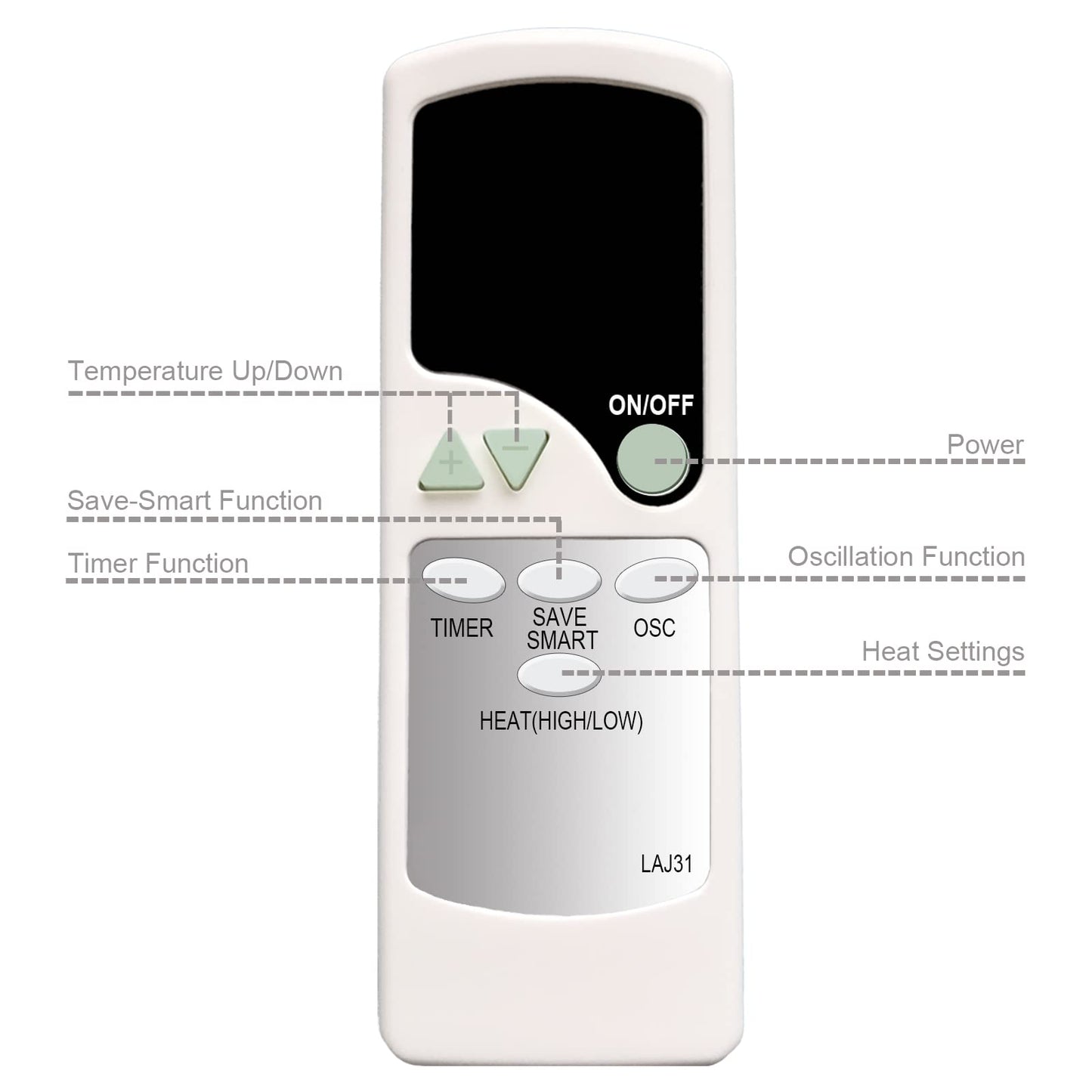 Replacement Remote Control for Lasko 5538 Ceramic Tower Heater Fan Remote Control