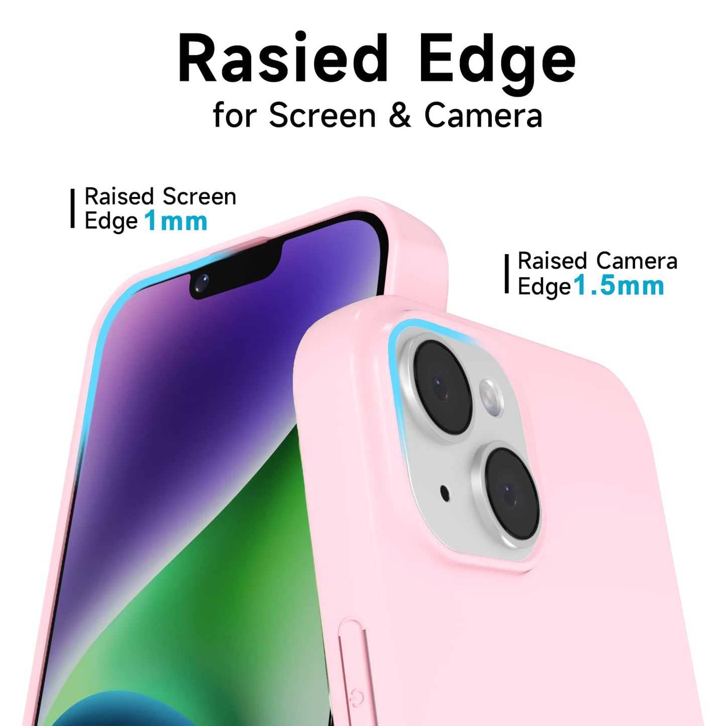 LoeoeL for iPhone 14 Plus Phone Case Liquid Silicone, Cute Girly Thin Ultra Slim Jelly Soft Rubber Gel Protective Glossy Hard Plastic Case, Plain